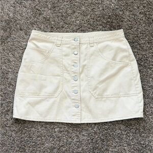 Old Navy Cream Button-Down Mini Skirt